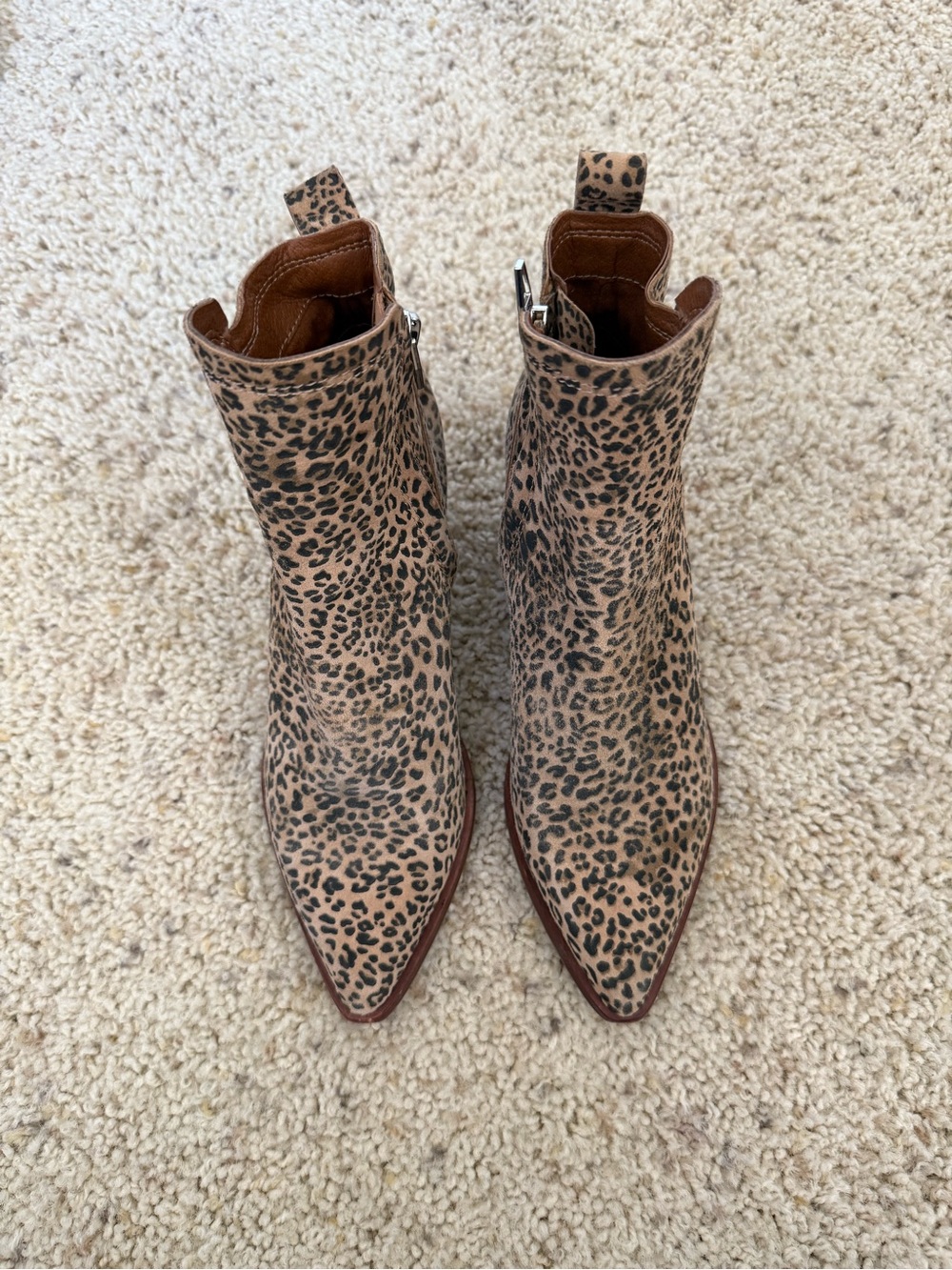 Dolce Vita Leopard Print Pointed Ankle Boots - Tan & Black
